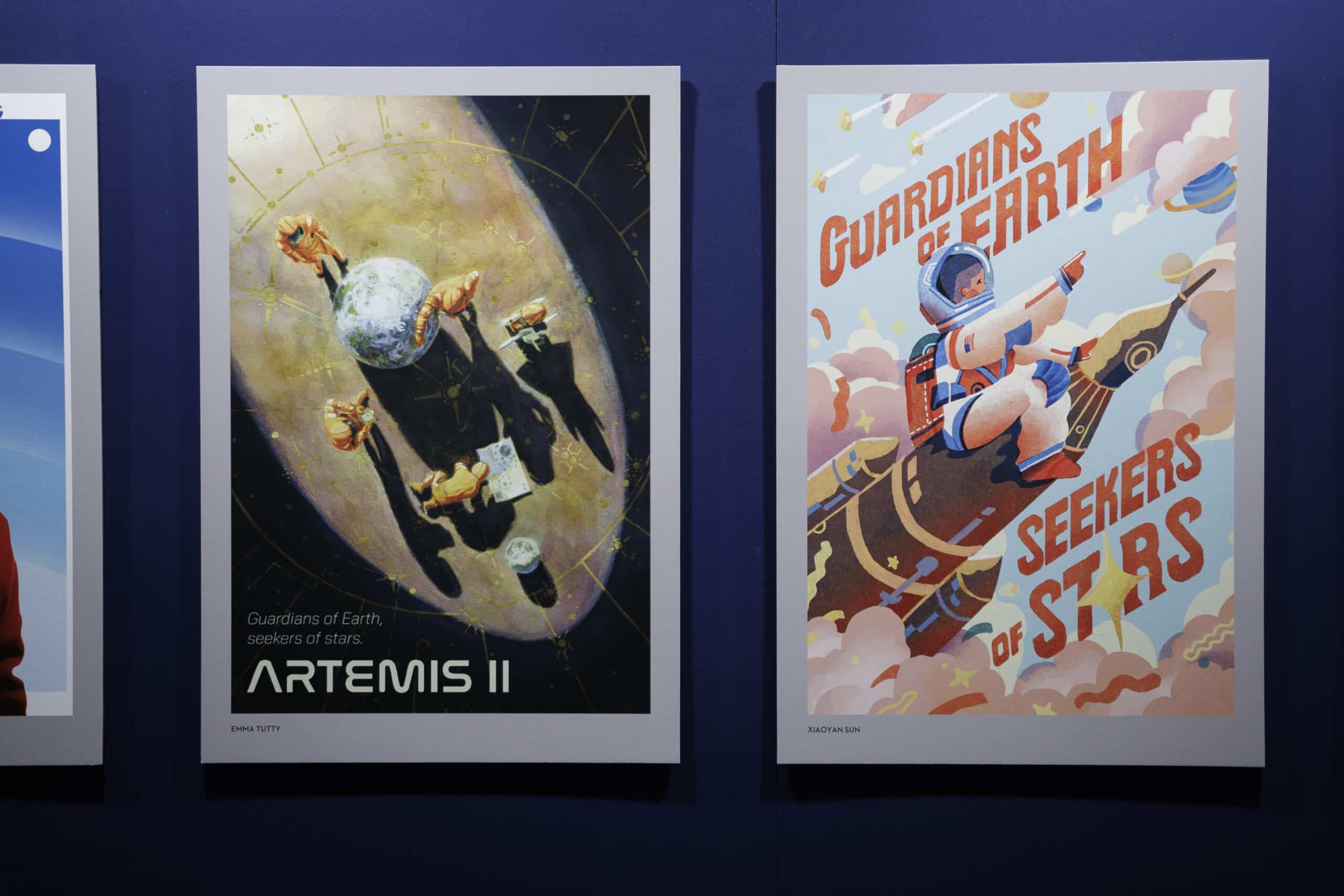 Artwork made by School of Visual Arts students commemorating the Artemis II mission.